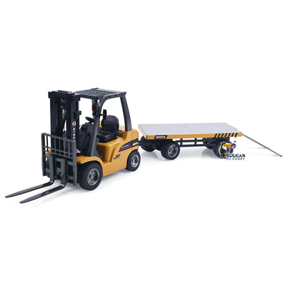 HUINA 1/10 2Axle Flatbed Trailer Manual Lifting Tail Board For 1/14 Electric Remote Control Forklift Model Light Sound Effect