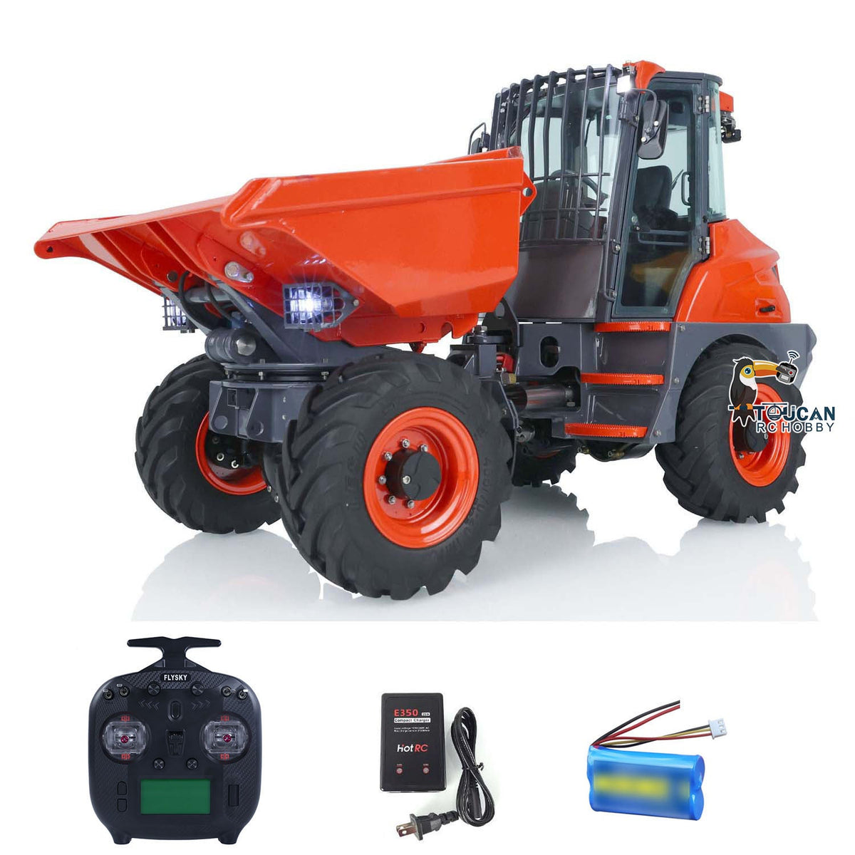 TOUCAN RC HOBBY LESU 1/14 Metal Painted RC Remote Controlled Hydraulic Articulated Dumpers AOUE 6MDX Ready To Run Motor ESC Light System