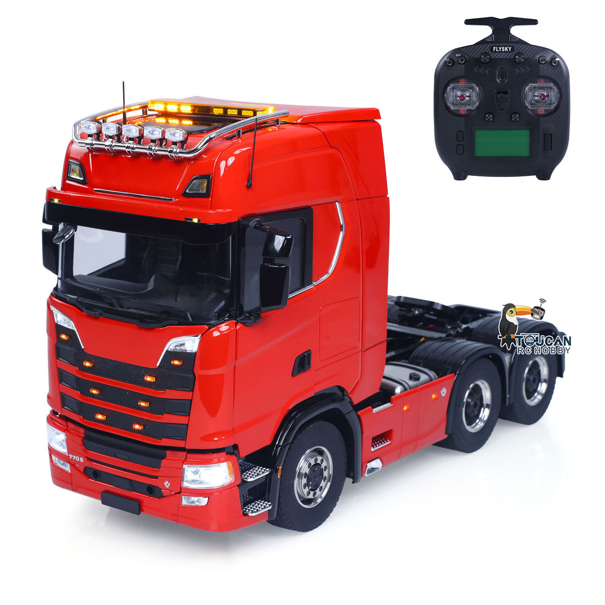 770S 1/14 6X6 RC Tractor Truck Liftable Rear Axle Wheel Hub Reduction Differential Locks Hobbywing ESC Flysky ST8 Light System
