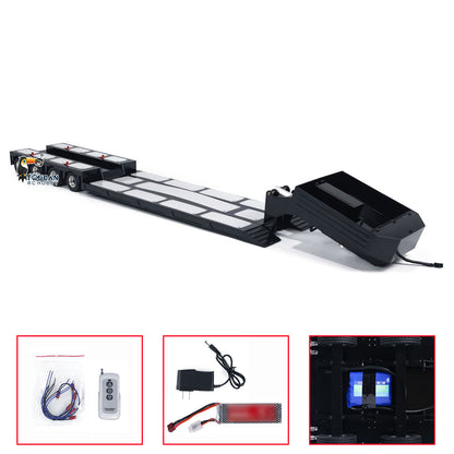 4-achsiger ausziehbarer Sattelauflieger aus Metall, lackiert für 1/14 RC-Sattelzugmaschine, ferngesteuertes Automodell, Rücklicht-LED