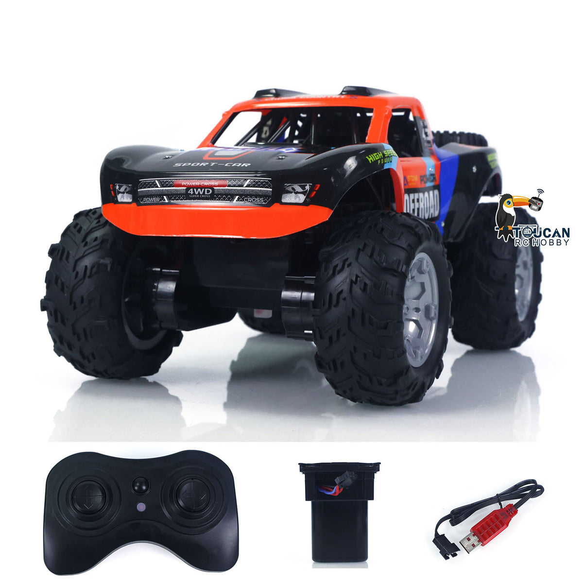 1/14 RC Offroad-Auto, Stunt-Fahrzeug, 4WD, ferngesteuert, wasserdicht, Amphibien-Pickup, Kletterauto, 7,4-V-Batterie, RTR-Modell