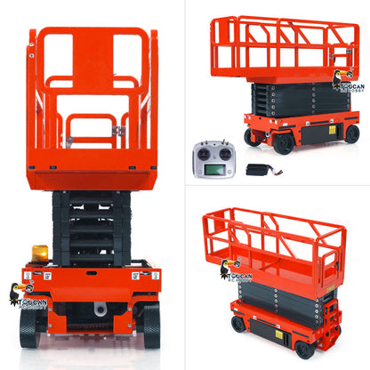 CUT C121 1/14 Metal RC Hydraulic Scissor Lift Aerial Work Platform RTR Construction Vehicle Model I6S Controller Light for Collectors and Diorama Display