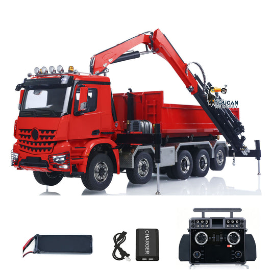 TOUCAN RC HOBBY  1/14 10*10 Metal RC Hydraulic Roll On/Off Dump Truck 9-Way Reversing Valve Rear Axle Steering for Construction Vehicle Enthusiasts