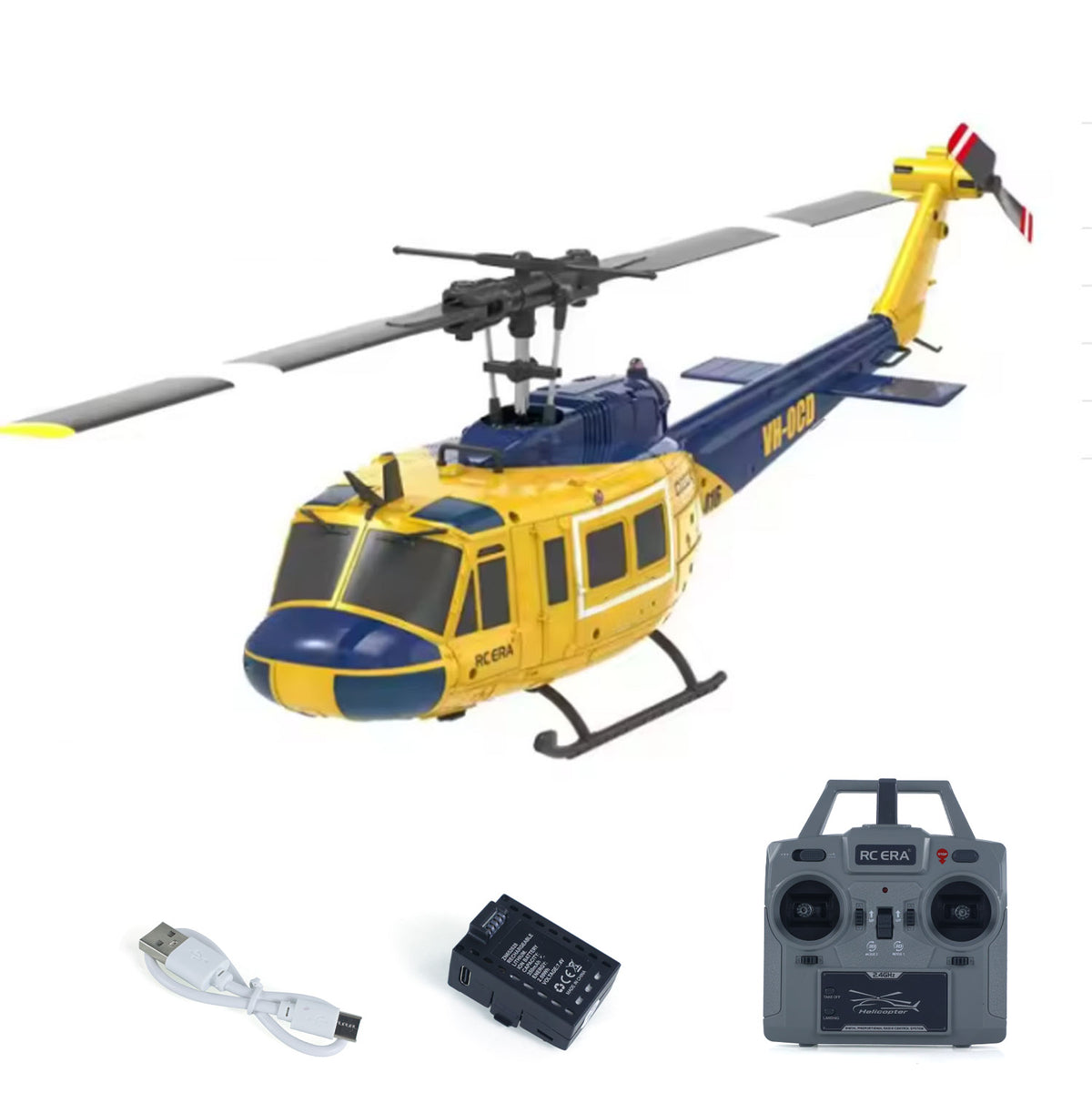 1/48 RC-Simulationshubschraubermodell C032 UH-1 Fernbedienungs-Stuntflugzeug Ein-Klick-3D-Flip Optische Flusspositionierung Geschenkspielzeug
