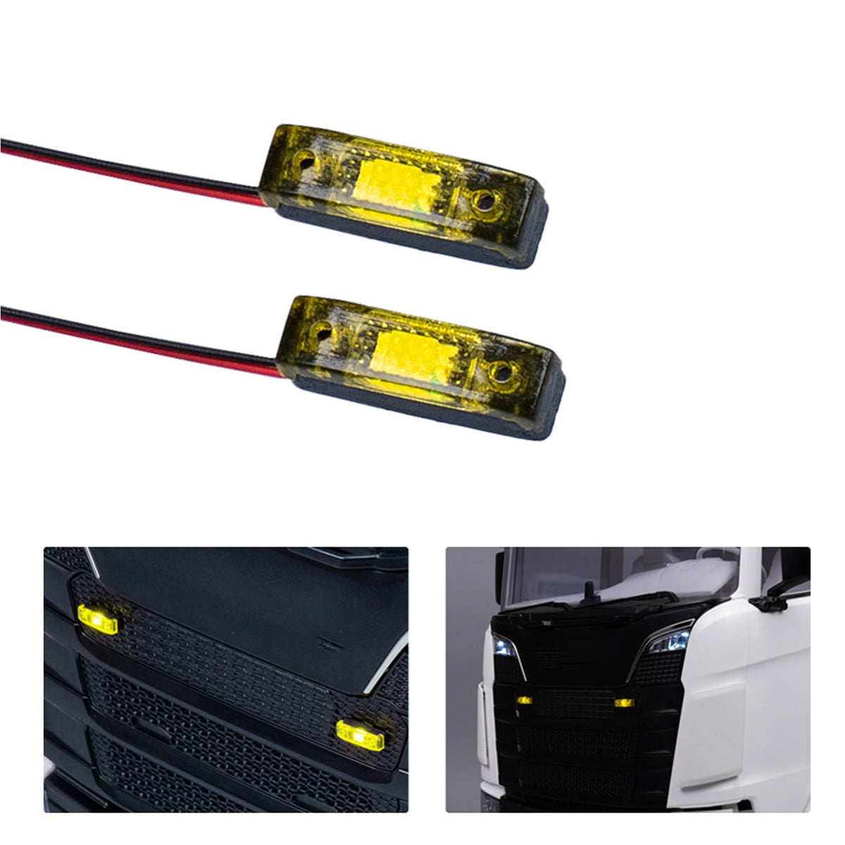 LED Kunststoff 2,2 V-3 V Warnleuchte Breite Lampe für DIY TAMIYA 1/14 RC Traktor Lkw Bulldozer Bagger Dumper R470 770S 3363 1851