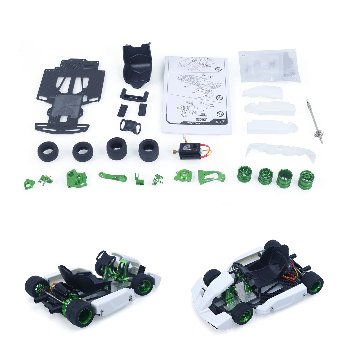 KIT JDM 298A 1/10 4x2 RC Go-Kart Unlimited DIY Model Vehicle Remote Control Electric Racing Car Motor No Battery for Adult