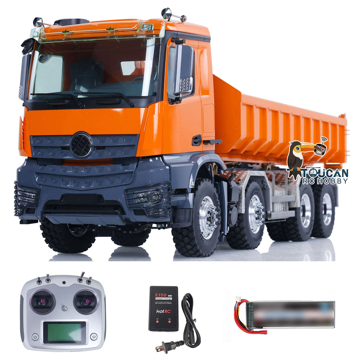 TOUCAN RC HOBBY LESU 1/14 Metal RC Dump Truck 8x8 Remote Control Hydraulic Equipment Roll On/Off RTR Full-dump Cars Model K3363 Servo ESC