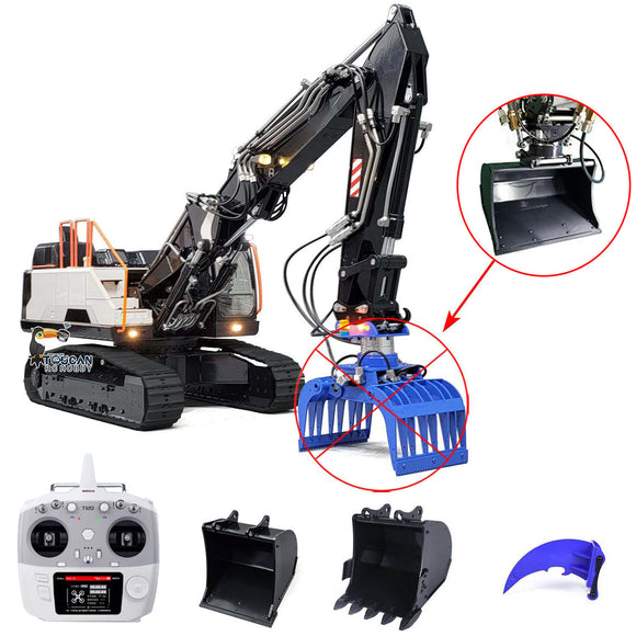 1/14 EC380 RC Hydraulic Excavator Metal Tracked 3 Arms Remote Control Digger Assembled W/ Leveling Bucket Loosener Transmitter