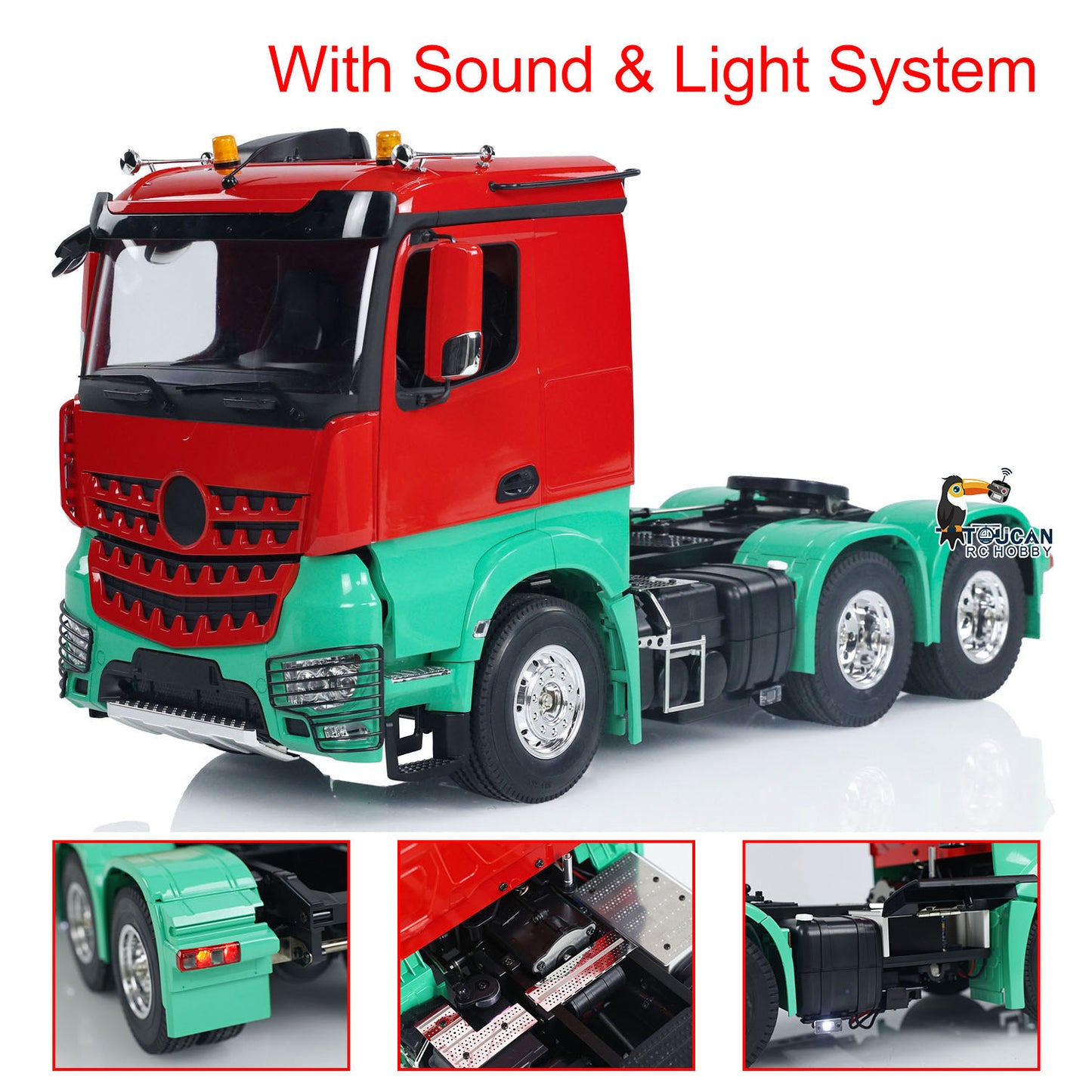 1/14 6x4 RC Sattelzugmaschine, lackiert, zusammengebaut, ferngesteuertes Automodell, Licht- und Soundsystem, zusammengebaut und lackiert