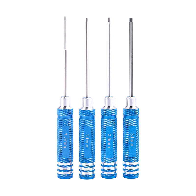 4-teiliger Sechskantschraubendreher-Satz aus Metall für 1/14 RC-Autos, ferngesteuerte Fahrzeuge, DIY-Teile, 1,5 mm, 2,0 mm, 2,5 mm, 3,0 mm, Hobby-Modell
