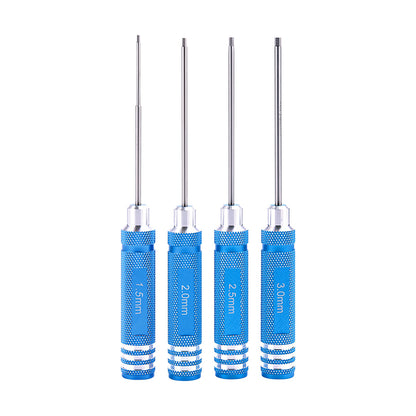 4-teiliger Sechskantschraubendreher-Satz aus Metall für 1/14 RC-Autos, ferngesteuerte Fahrzeuge, DIY-Teile, 1,5 mm, 2,0 mm, 2,5 mm, 3,0 mm, Hobby-Modell