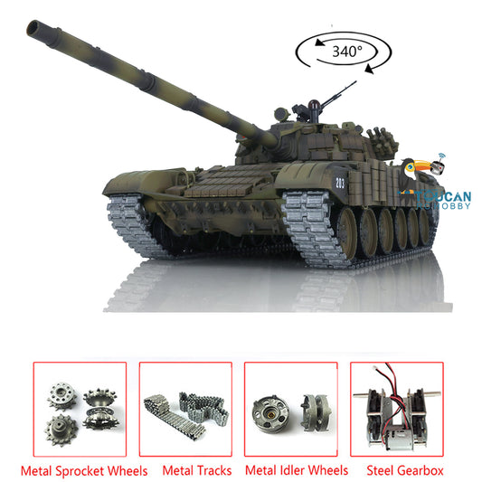 Henglong 1/16 TK7.0 Promotion 3939 Russian T72 RTR RC Tank BB Infrared Combat Smoke Armor Metal Sprockets Idlers Wheels Gearbox Tracks