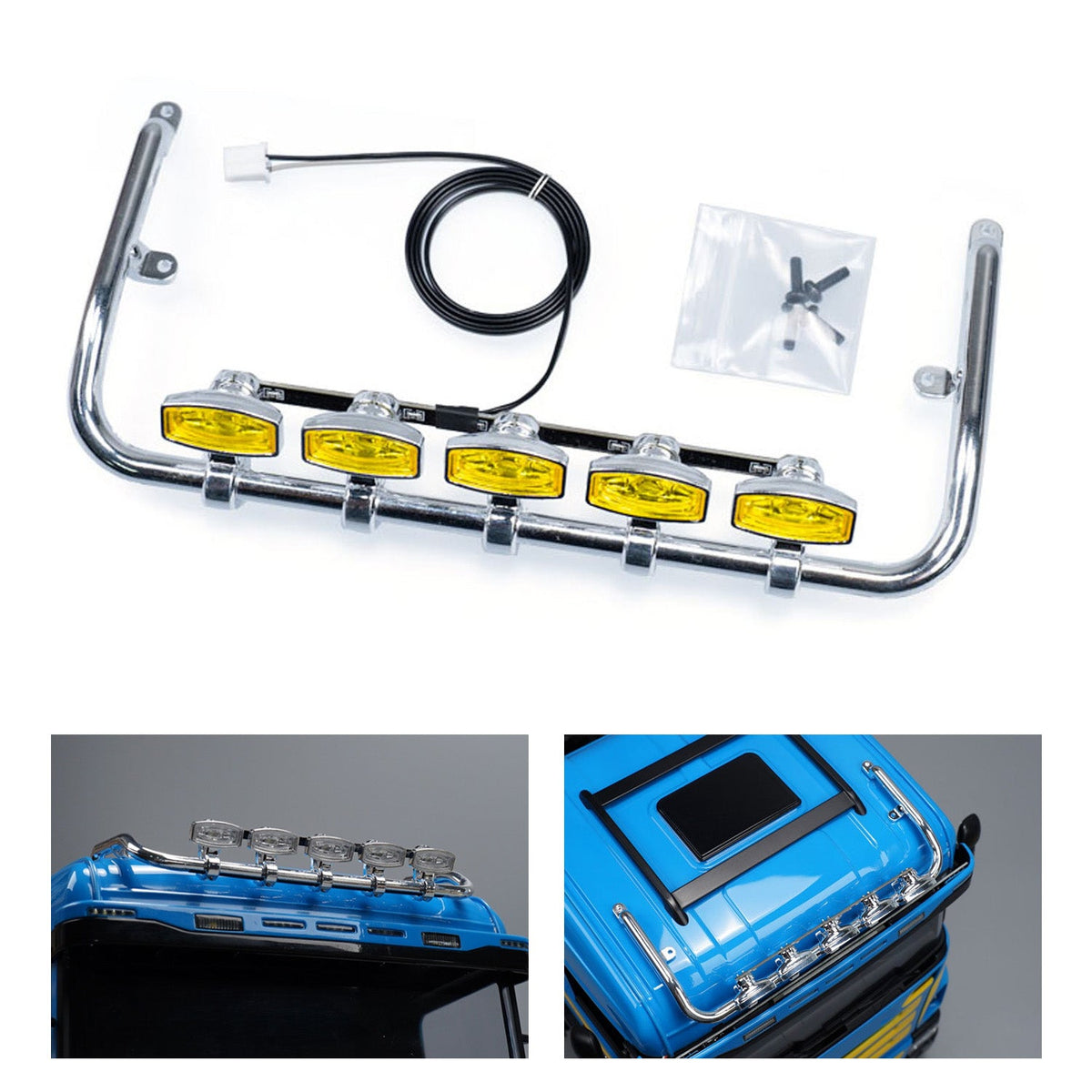 5V Kunststoff-Frontdachscheinwerfer für 1/14 DIY Tamiya Fernbedienung Traktor LKW 770S 56368 56371 56376 RC LKW Modellfahrzeug