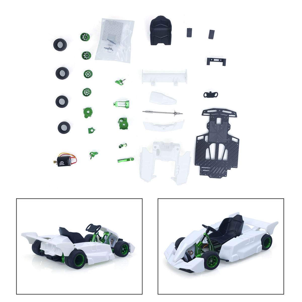 JDM 298B 1/10 Plastic RC Go-Kart DIY Model Radio Controlled Electric Racing Vehicle Unlimited Retrofit for Advanced Player