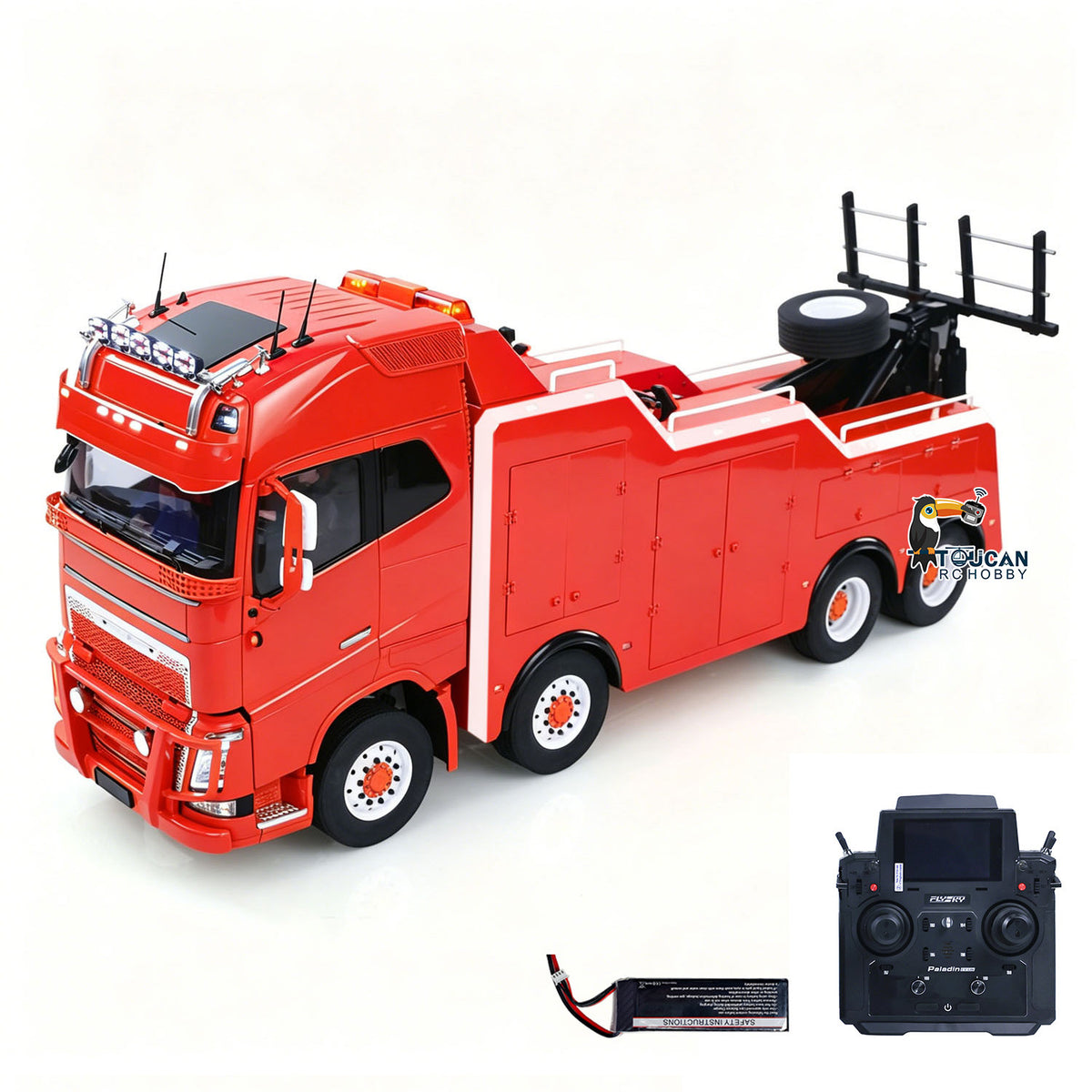 TOUCAN 8X4 Metal 1/14 RC Road Rescue Truck FH16 RTR 2Speed Gearbox Flysky PL18EV Lite Radio Battery Smoke Light Sound System
