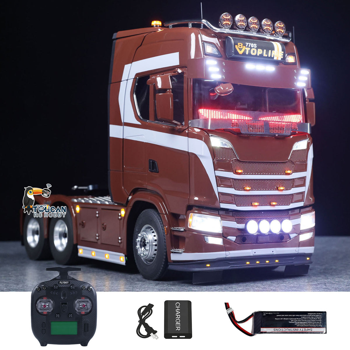 TOUCAN RC HOBBY 1/14 Remote Control Tractor Truck 770S 3Speed 6x2 Metal Chassis Axle Lock RC Lorry Vehicle Flysky ST8 Radio RTR Model