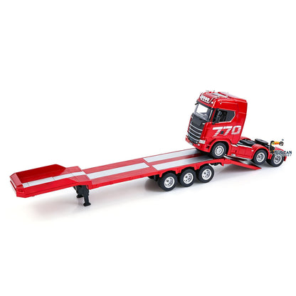 TOUCAN RC HOBBY HUINA RTR 1/24 Remote Control Tractor Truck 770S W/ Light Sound System Manual Support Legs Tail Board 3Axle Semi Flatbed Trailer