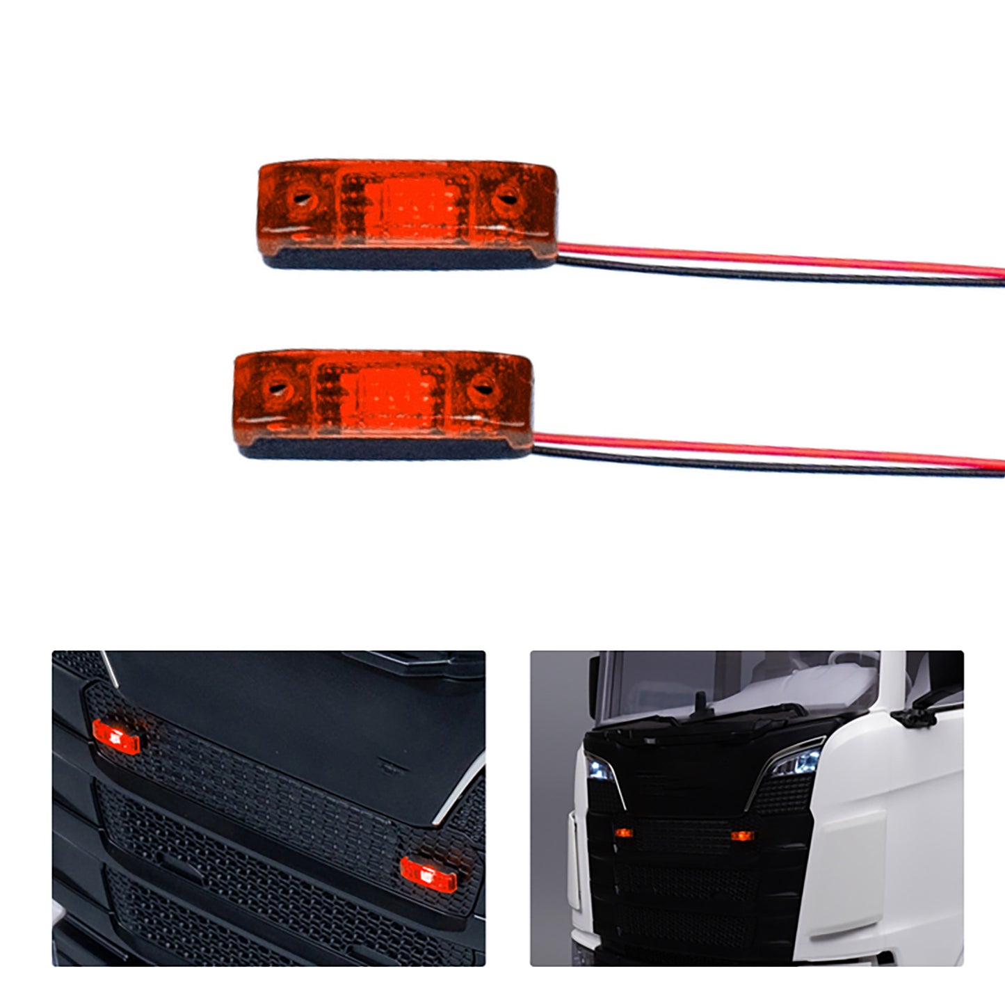 LED Kunststoff 2,2 V-3 V Warnleuchte Breite Lampe für DIY TAMIYA 1/14 RC Traktor Lkw Bulldozer Bagger Dumper R470 770S 3363 1851