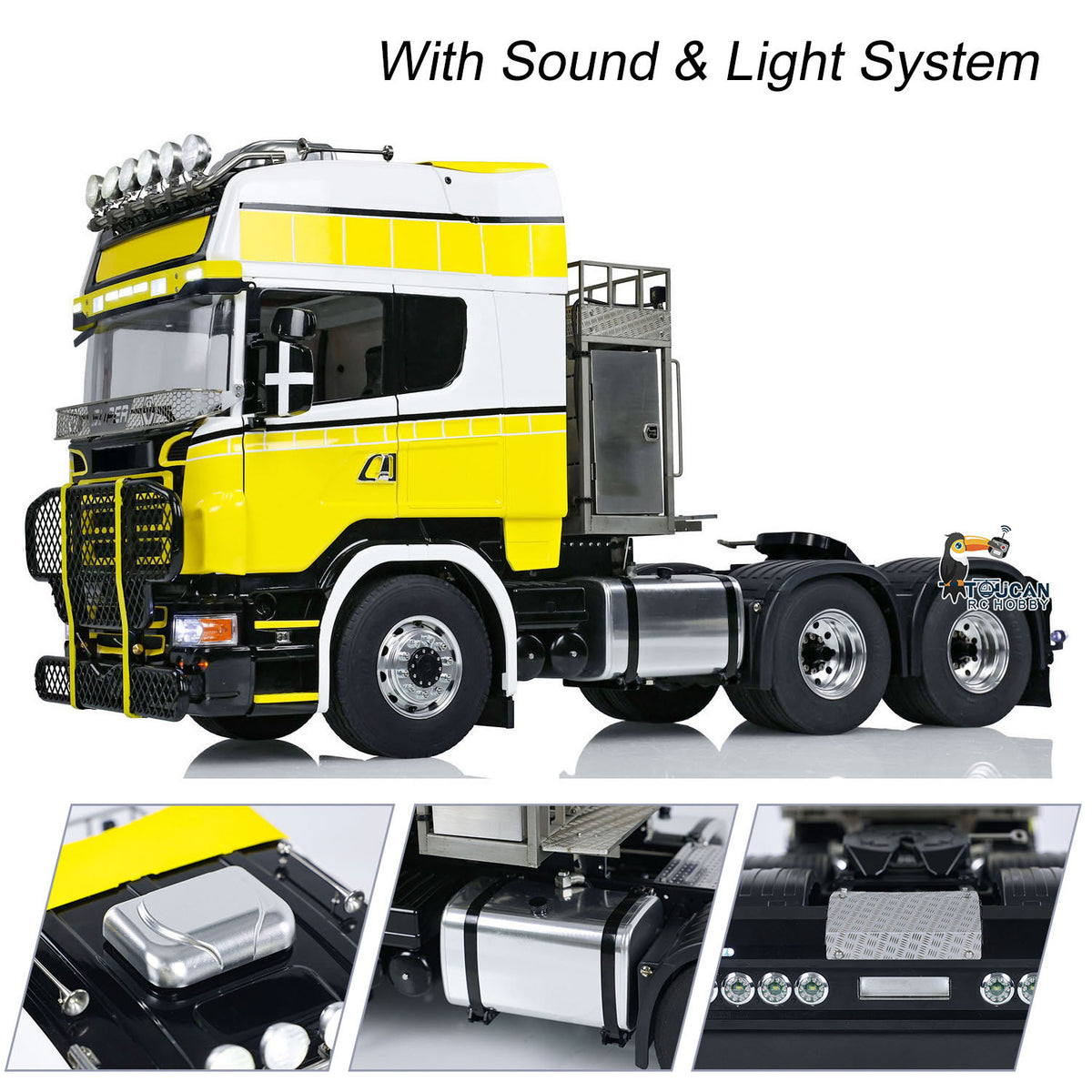TOUCAN RC HOBBY Painted 1/14 RC Tractor Truck 6x6 Metal Chassis RTR Remote Control Car Model Sound Light G-6181 Equipment Rack