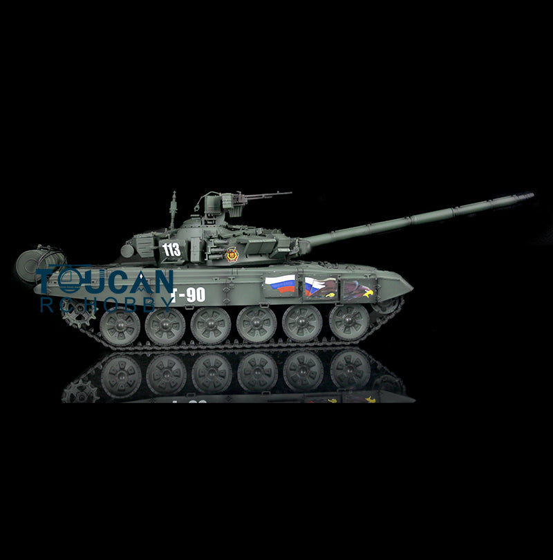 Umgerüsteter Henglong 1/16 ferngesteuerter TK7.1 RTR 3938 T90 Panzer mit Metallchassisketten, 360-Grad-Turm, BB IR, Oberrumpf aus Kunststoff