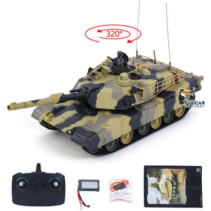 TOUCAN RC HOBBY Henglong 1/24 Plastic 3816 AbramsM1A2 RC Tank Model with Infrared Combat Turret Elevation and Depression Sound Light Smoke Unit Battery