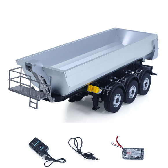Kabolite 1/14 Metal Remote Control 3Axles Electric Lifting Semi Trailer Dumper for RC Tractor Truck SC 770S 100 Battery Charger
