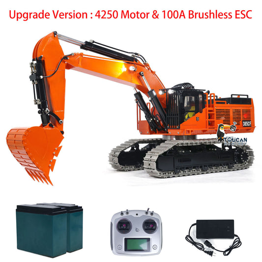 Metall 1/8 Hydraulischer RC-Bagger 385CF Fernbedienungs-Engineering-Fahrzeuge Modell Zusammengebaut Lackiertes Lichtsystem Hydrauliksystem