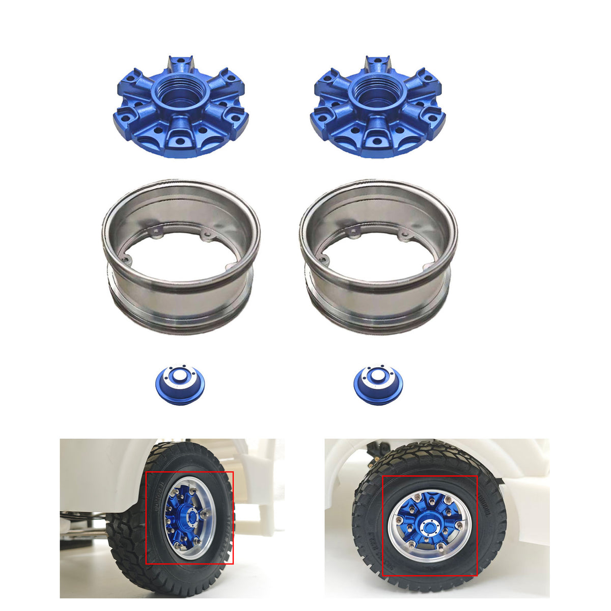 CNC Aluminum Spoke Front Rear Wheel Hub for 1/14 RC Tractor Truck 56379 56366 56344 56356 Model Lorry Upgrade Part