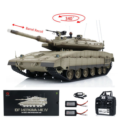 Henglong 1/16 TK7.0 Plastic IDF Merkava IV 3958 RTR RC Tank with Dual Battery Barrel RecoilInfrared Combat BB Smoke Sound Light