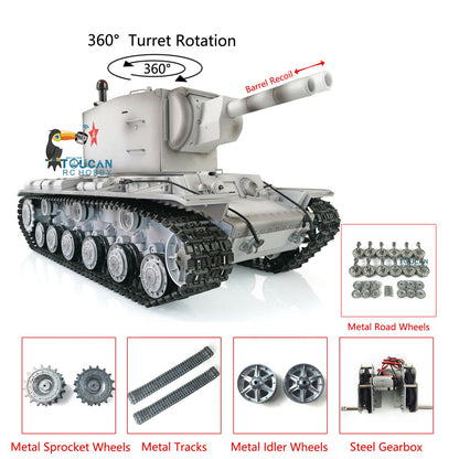 Henglong 1/16 TK7.0 Soviet KV-2 Gigant 3949 RTR RC Tank Barrel Recoil BB IR 360 Degrees Turret Metal Tracks Gearbox Sprockets Idlers Road Wheels