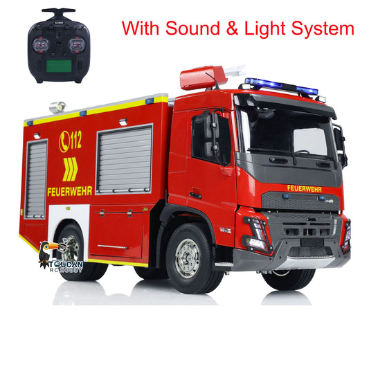 1/14 4x2 RC Feuerwehrfahrzeuge Funkgesteuertes Feuerwehrauto 3-Gang-Getriebe Beleuchtungs- und Soundsystem Zusammengebaut und lackiert