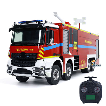 TOUCAN RC HOBBY 8x4 RC Fire Fighting Truck 1/14 Metal Chassis Radio Control Fire Car Light Sound 2-Speed Transmission Lighting and Sound System