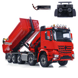 RC 1/14 10x10 Hydraulic Crane Tipper Construction Truck Full Dumper Lorry U-shaped Short Bucket Rear Axle Lifting Steering XELite Radio