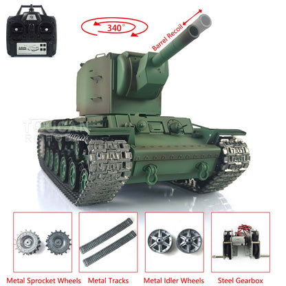 Henglong 1/16 TK7.0 Promotion Soviet KV-2 RTR RC Tank 3949 with Barrel Recoil BB IR Smoke Effect Metal Tracks Sprockets Idlers Wheels
