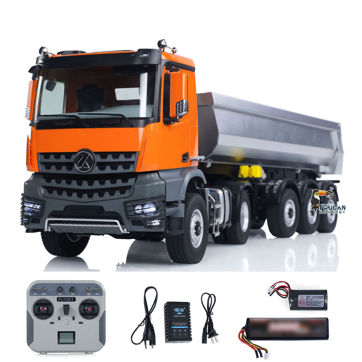 Kabolite 1/14 4X4 5801 RC Sattelzugmaschine 3 Achsen Elektro Hebe Dump Trialer RTR Auto Licht Sound System Batterie Lackiert Montiert