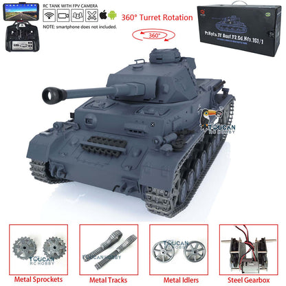 1/16 Maßstab TK7.0 Verbesserter Henglong Panzer IV F2 RTR RC FPV Modellpanzer 3859 360 Turmketten Kettenräder Leiträder Laufräder