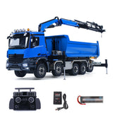 1/14 10x10 RC Hydraulic Crane Remote Control Truck Full Dump Car 3-speed Gearbox with U-shaped High Standard Bucket Timber Flatbed