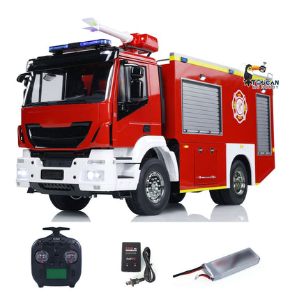 1/14 RC Feuerwehrauto 4x2 Zusammengebautes Rettungsfahrzeug 2-Gang-Getriebe Licht Sound Lackiertes Fahrzeug 