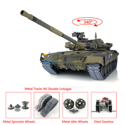 Verbesserter Henglong 1/16 TK7.0 Russischer T90, fahrbereit, funkgesteuerter Panzer, 3938 Metallketten, Kettenräder, Leiträder, Rauchgeräusche