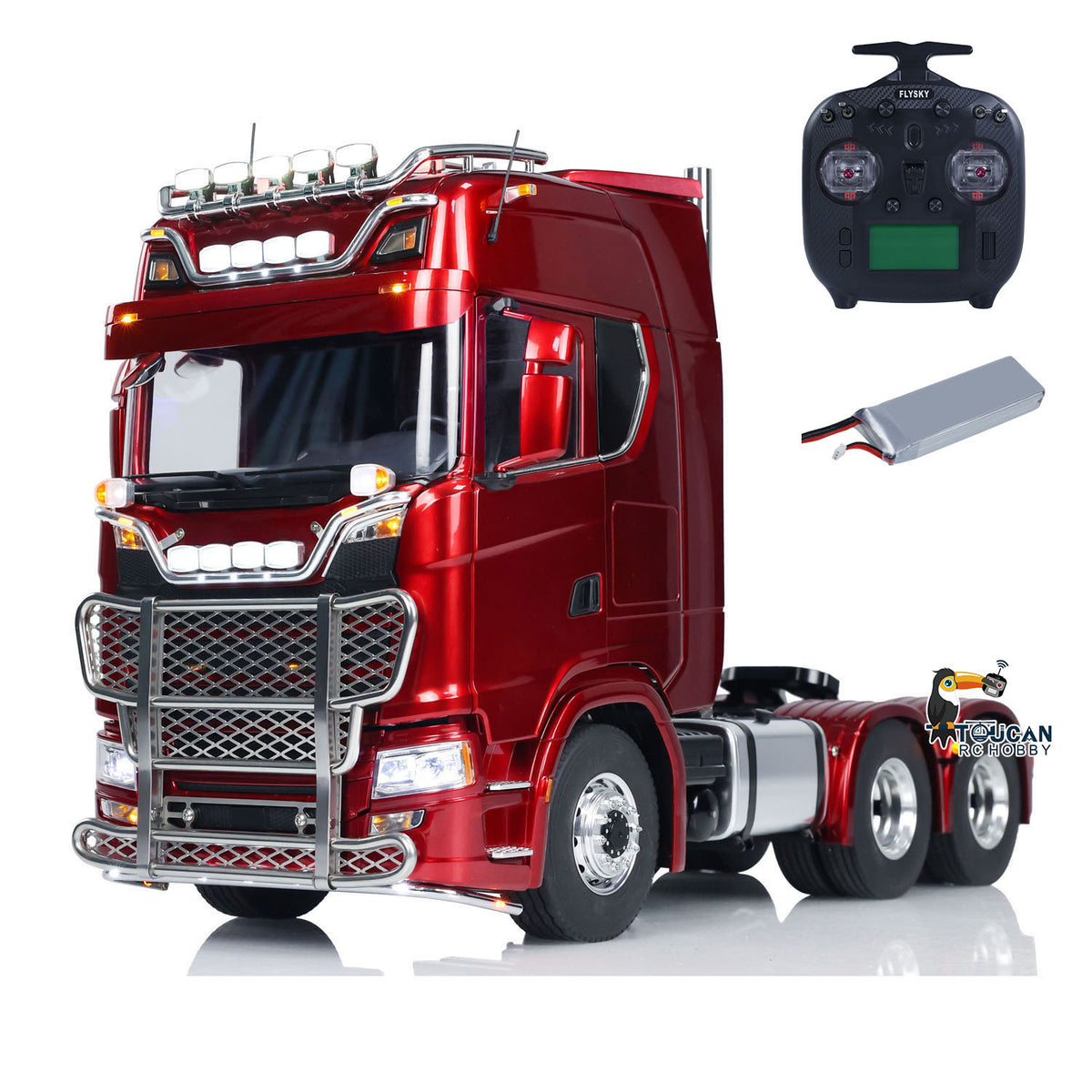 TOUCAN Montiert 1/14 RC Traktor Lkw 770S 6*6 Metall Chassis Licht Sound Rauch Differential Sperre
