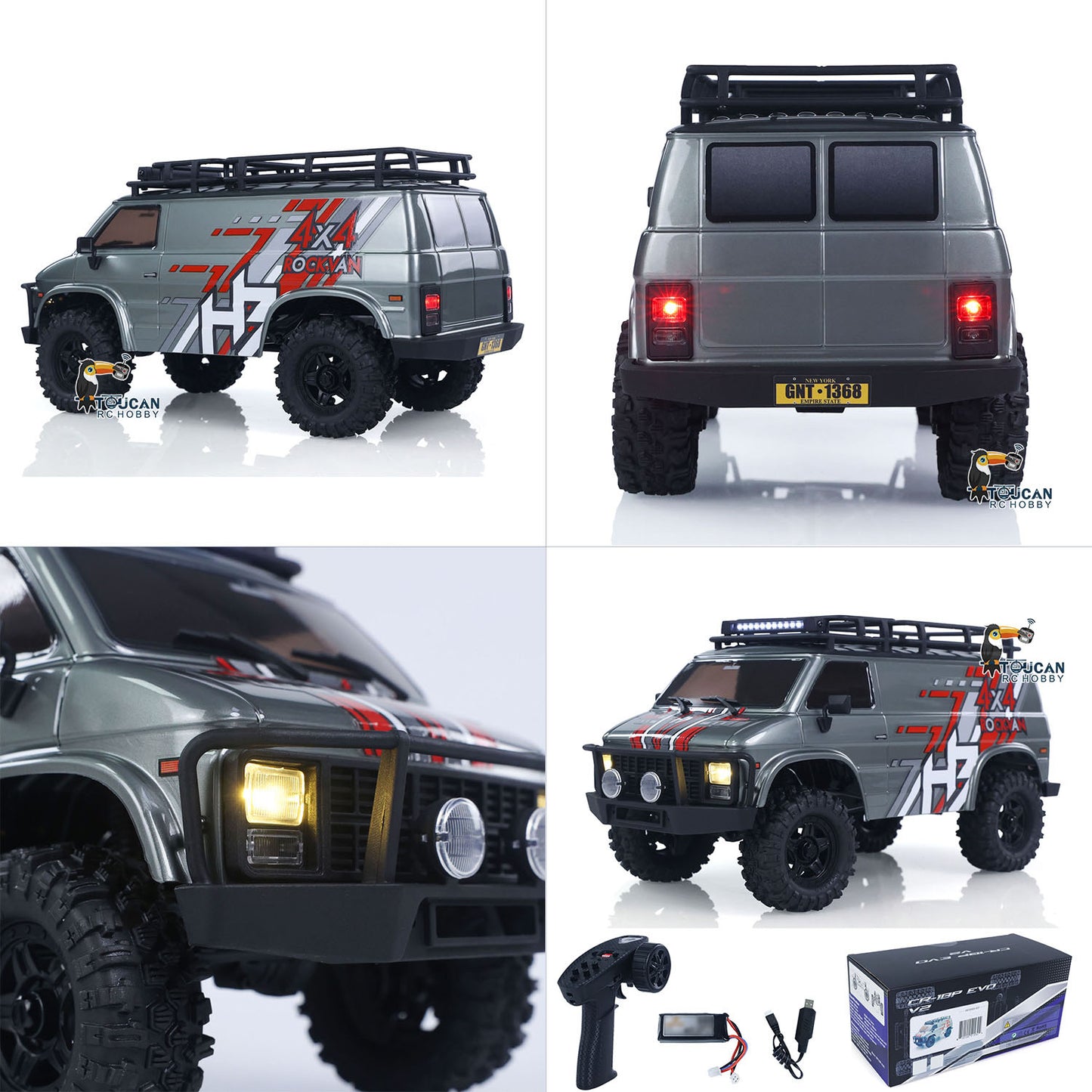 Fast  Free Shipping CR18P 1810503 Hobby Plus 1/18 4X4 RC Rock Crawler Electric Remote Control Off Road Vehicle RockVan Light System Shock Absorber