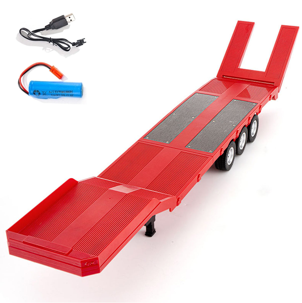 Fast  Free Shipping 3 Axle Plastic Semi Trailer Flatbed 1502 for 1/18 Remote Control Tractor Truck HUINA 1501 RC Car Model Upgrade Parts