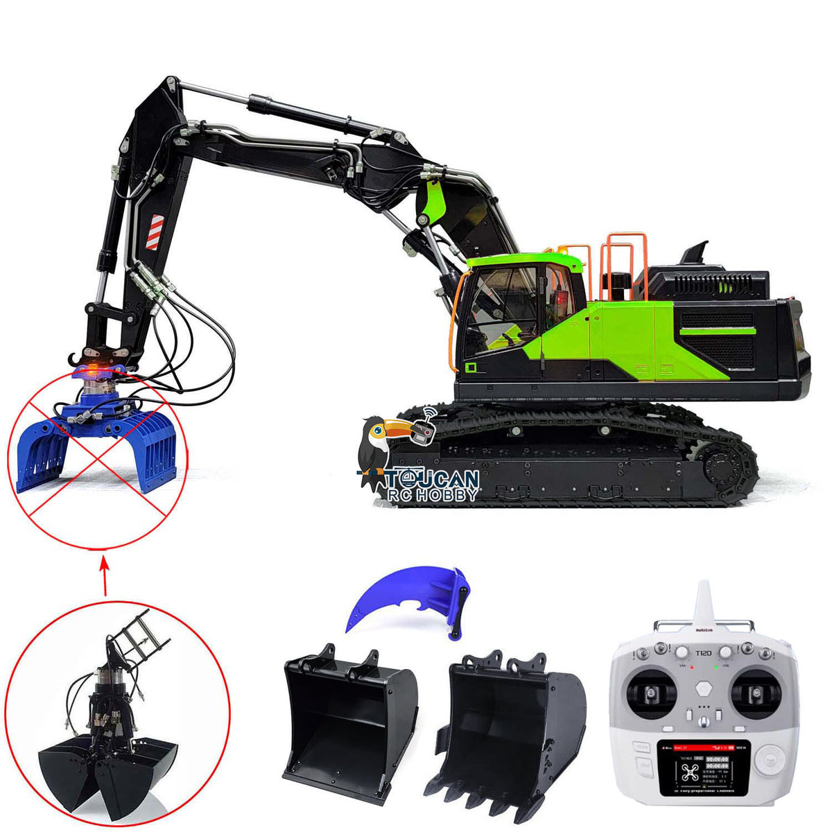TOUCAN RC HOBBY MTM EC380 Metal 1/14 3-Arms RC Hydraulic Excavator Construction Vehicle 6-ways Reserving Valve Manually Quick-Release Coupler for Model Collector