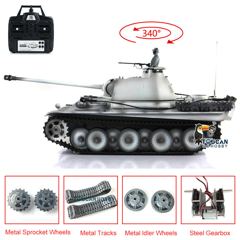 Henglong 1/16 TK7.0 Promotion German Panther G RTR RC Tank 3879 BB Infrared Combat Smoke Sound Light Metal Tracks Sprocket Wheels