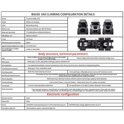 TRACTION HOBBY KM6 6WD 1/8 Funkgesteuertes Geländefahrzeug RC Elektro-Modellautos 2-Gang-Achssperren 775 Bürstenmotor