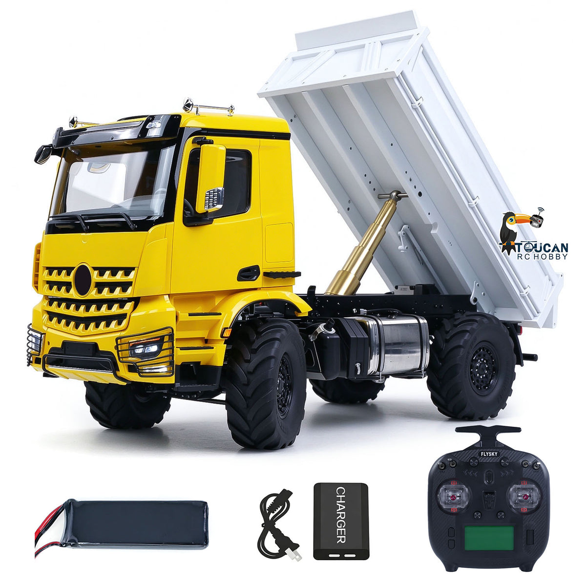 TOUCAN RC HOBBY MD 3363 1/14 4x4 Metal RC Dumper Remote Control Hydraulic Tipper 2Speed Gearbox Differential Locks ST8 Remote Controller for Adults