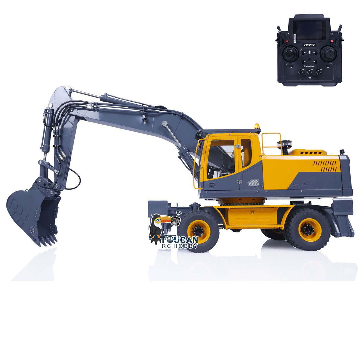 TOUCAN RC HOBBY LESU 1/14 RC Metal Hydraulic Aoue ET30H Wheeled Painted Excavator Heavy Ripper Hydraulic Crusher fork Bucket B