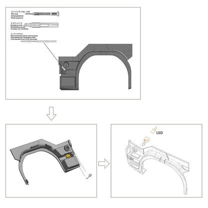 Fußpedal-Licht, Kunststoff, 3 V, LED-Blinkerlampe für DIY TAMIYA 1:14 Fernbedienungs-Sattelzugmaschine R620 R470 Modellauto-Zubehör-Upgrade