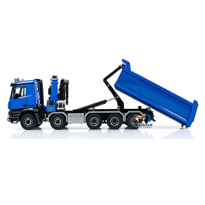Toucanhobby 10x10 1/14 Metal RC Hydraulic Crane Dumper Truck 3-Speed Transmission Rear Axle Steering 9-Channel Reversing Valve for Indoor Play