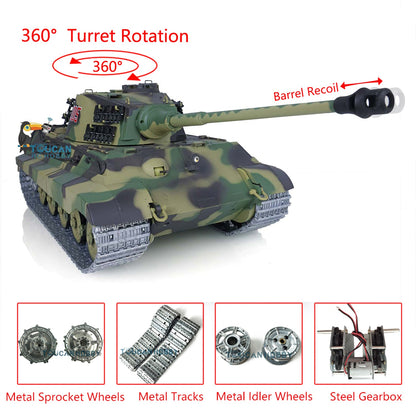 Henglong 1/16 TK7.0 Promotion King Tiger 3888A RTR RC Tank Barrel Recoil 360 Degrees Turret BB IR Smoke Metal Tracks Sprockets Idlers Wheels Gearbox